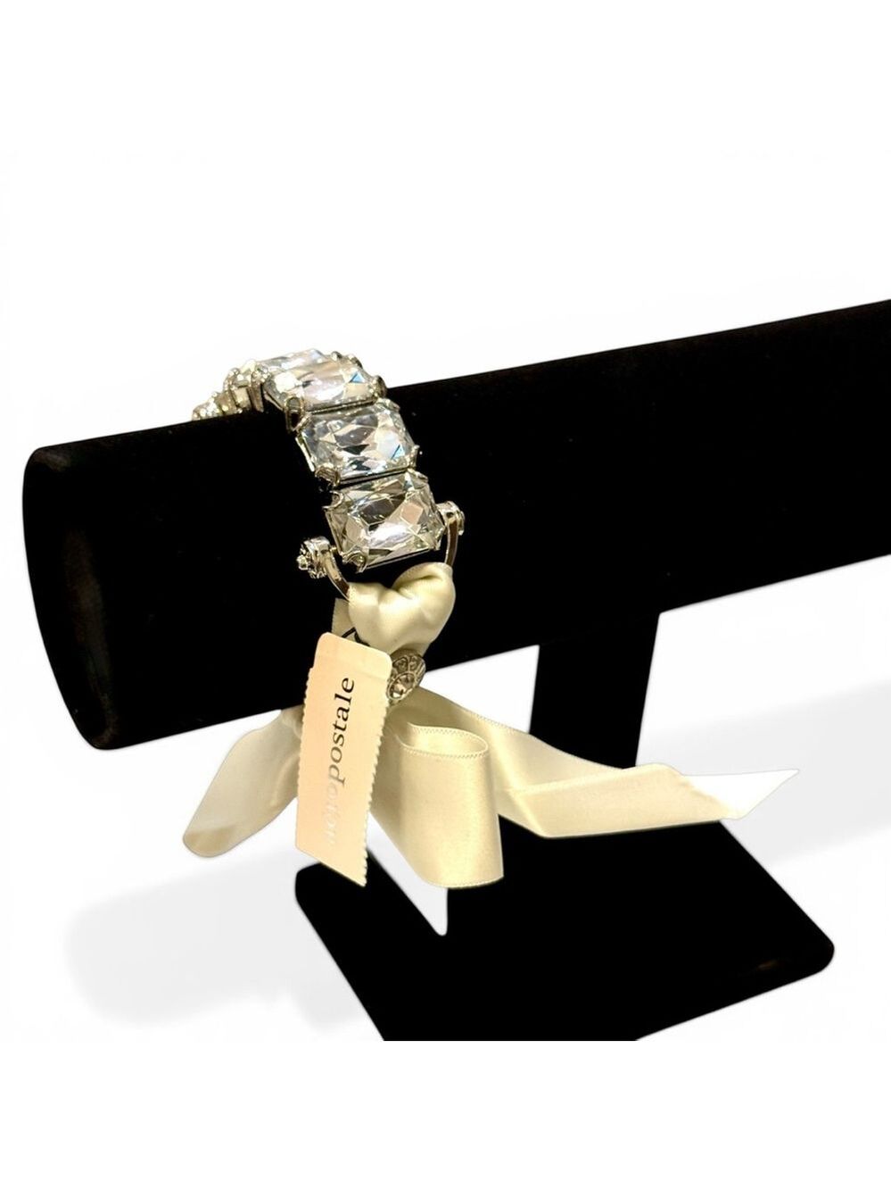 Aeropostale Ivory Satin Bow Crystal Bracelet NWT